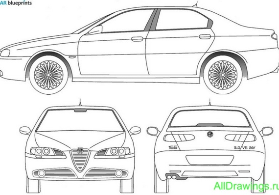 Alfa Romeo 166 Sedan (2005) (Альфа Ромео 166 Седан (2005)) - чертежи (рисунки) автомобиля